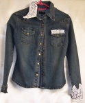 Transformation: jacket blue jeans and ancient restored lace. 